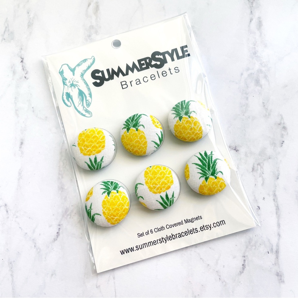 Pineapple Cloth Button Magnet Set